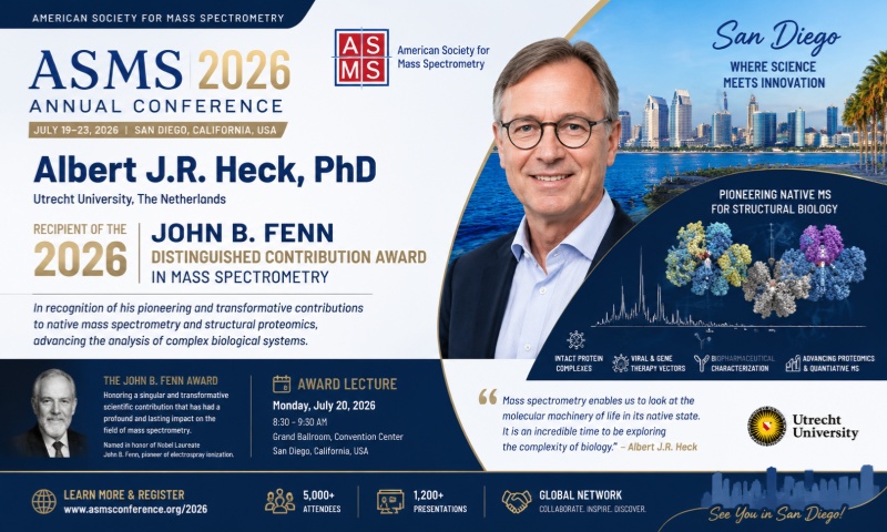 Albert J.R. Heck Awarded the 2026 ASMS John B. Fenn Distinguished Contribution Award for Pioneering Advances in Native Mass Spectrometry