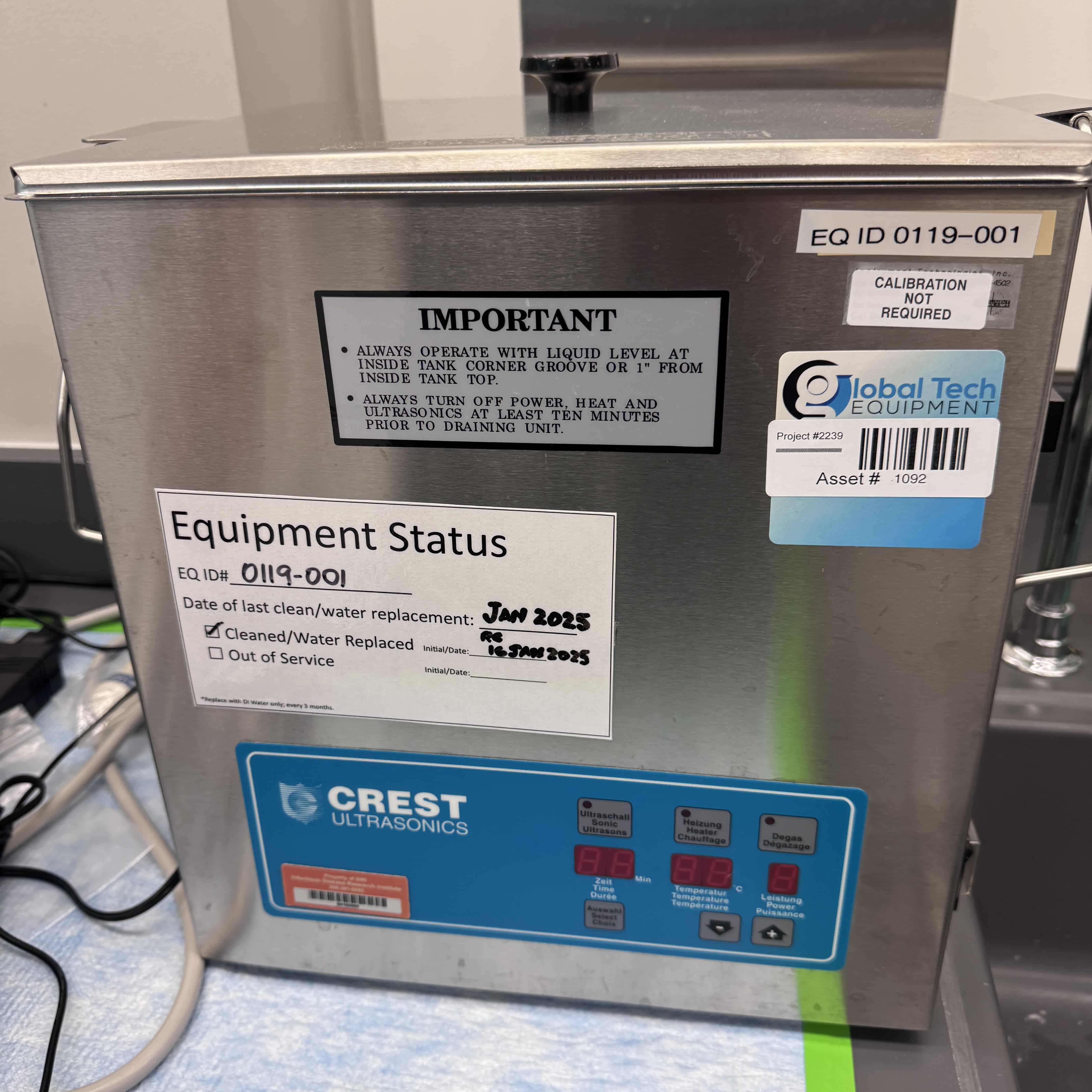 Crest Ultrasonic Bath Model 1100D with SS Basket
